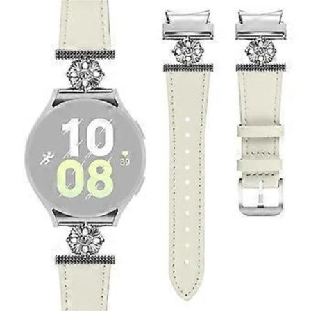 Klockarmband Kompatibelt för Samsung Galaxy Watch 5 Pro 45mm / Watch 5 44mm / 40mm Äkta Läderrem med Snabbfäste (Aprikos)