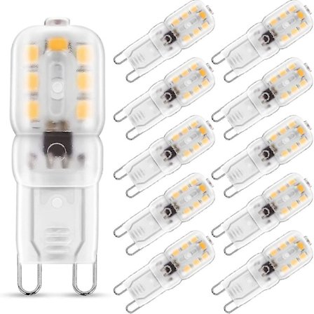 10st 2w G9 varmvit 3000k,led glödlampa,25w ekvivalent halogenlampa,230v ac 180lm,360wide beam,g9 Base[energiklass A+]