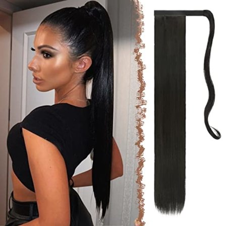 Lang hestehaleforlengelse, rett syntetisk flettehårextension