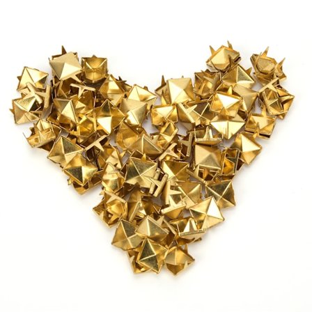 100 STK 9MM Messing Kobber Firkantede Nagler Klær Sko Veske Tilbehør for Lærdekorasjon Gull