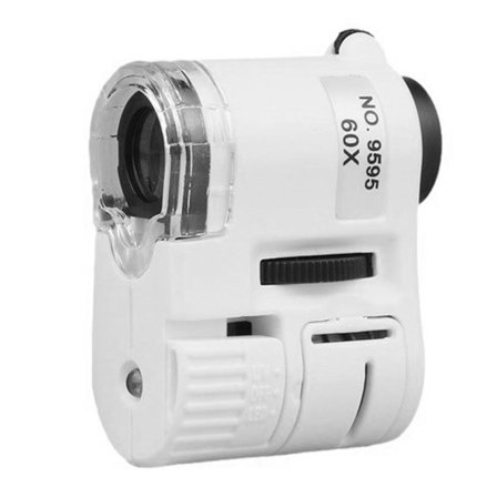 Bærbart mikroskop med belysning, høj forstørrelse, mikroskop til frimærkeundersøgelse