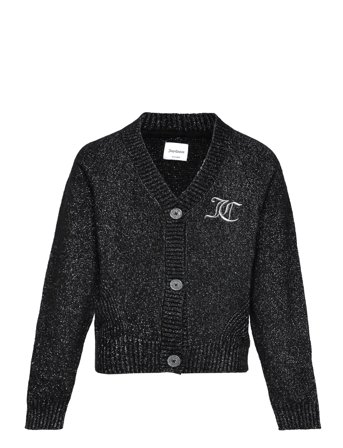 Juicy Couture Fluffy Knit Metallic Cardigan - Black - 122