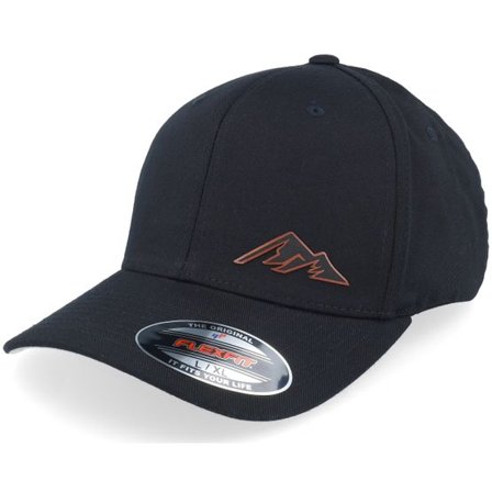 Wild Spirit - Svart flexfit Keps - Small Brown Mountain Icon Patch Black Flexfit @ Hatstore