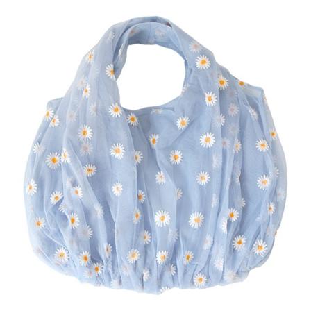 Vår Kvinner Liten Tote Mesh Stoffveske, Daisy Broderi Håndveske