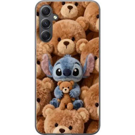 Yhteensopiva Puhelinkuori Samsung Galaxy A25 Stitch ympäröity ruskeilla teddykarhuilla, joilla on pieni nallekarhu sylissään söpössä ja kodikkaassa ka