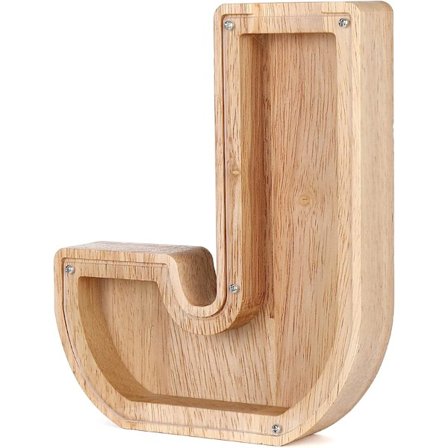 Personalisert tre-sparegris, en perfekt unik gave, dekorasjon, minne eller sparegris (J, 8,5 * 2,8 * 18 cm),