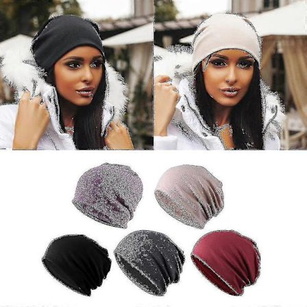 5-pak Slouchy Baggy Beanie Chemo Hat Hætte Khaki + Sort + Grå + Vinrød + Lilla
