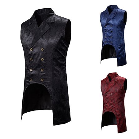 Herre Paisley Kjolevest Gotisk Steampunk Vest Blomster Ærmeløs Frakke
