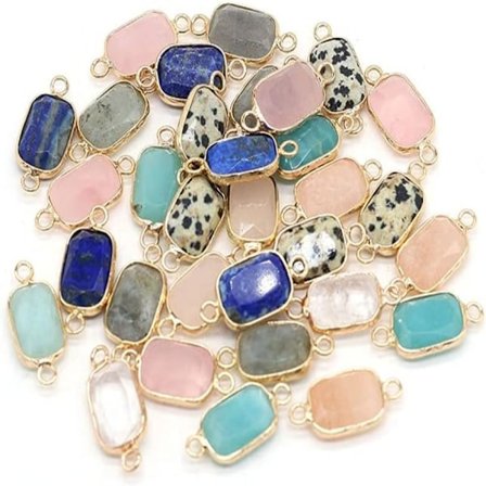 Crystal Link Charms rektangelform blandad läkande kristall