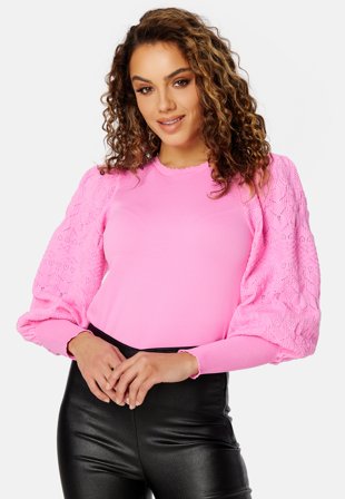 ONLY Melita L/S O-Neck Pullover Knit Fuchsia Pink Klær