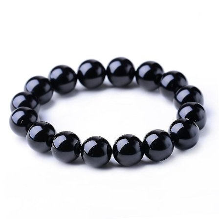 Naturlig svart agat armbånd 6mm runde perler Halvdyrebar edelsten B