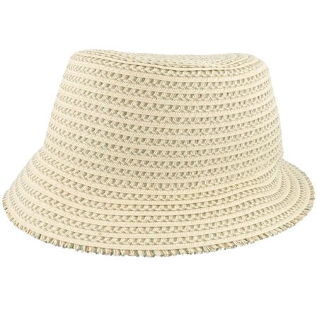 Seeberger - Beige bucket Cappello - Paperbraid Mix Hat Grass-green/Linen Bucket @ Hatstore