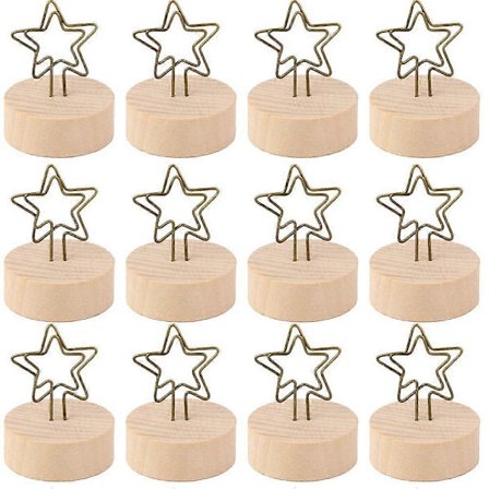 12 kpl Mini Paikkakortin Pidikkeet Tähtimuotoiset Pöytänumeron Pidikkeet Pöytäkuvatelineet[D]