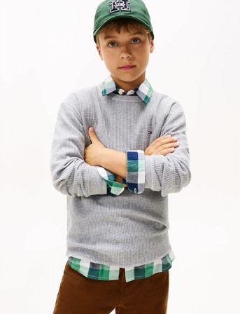 Tommy Hilfiger Tetxured Waffle Tee Ls - Grey - 140