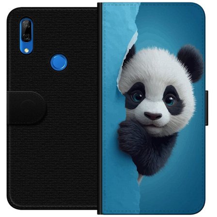 Yhteensopiva Lompakkokotelo Huawei Huawei P Smart Z Söpö panda, joka kurkistaa paperin läpi pehmeässä 3D-kuvituksessa