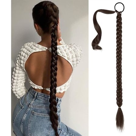 Naturlige Syntetiske Hestehale Hårforlengelser med Elastisk Hår, ZQKLA