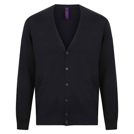 Henbury Herr Bomull Akryl V-ringad Koftan XL Marinblå