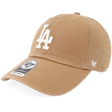 47 Brand - MLB Beige unconstructed Keps - Los Angeles Dodgers MLB Clean Up Camel/White Dad Cap @ Hatstore