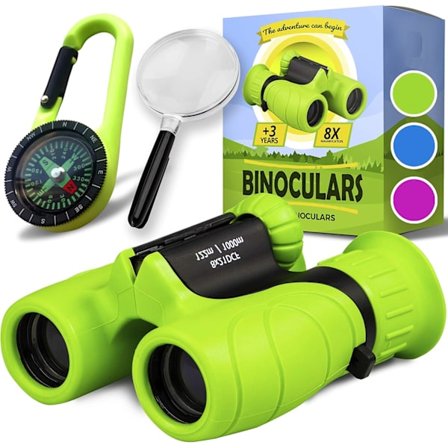 Pædagogisk kikkert til børn - med kompas & forstørrelsesglas | Perfekt udendørslegetøj til 3-12 år