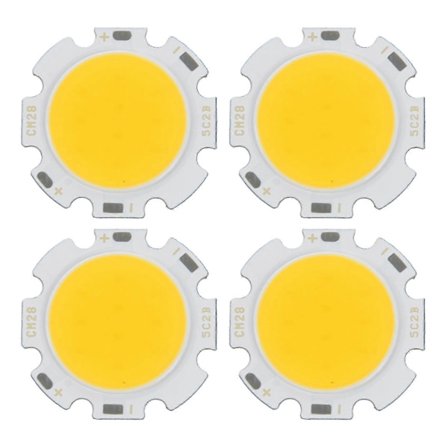 Geore 4x 5w Chip Lys Rund Cob Super Sterkt Led Lys Led Lampe Glødelamper Varmhvit Dc15-17v