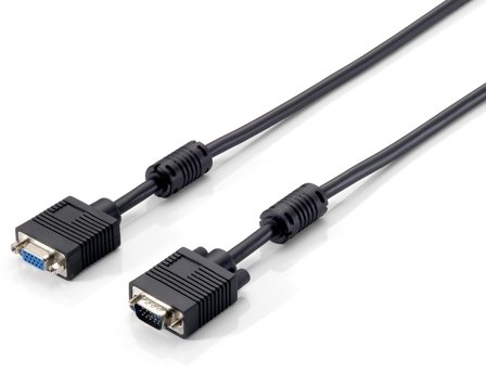 Equip VGA HD15m/HD15f with ferrite core 10m cable black