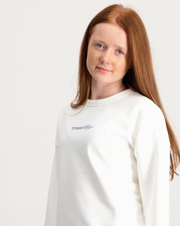 Tommy Hilfiger GLITTER TOMMY CREW Biały Swetry Dziewczyna - Kids Brand Store