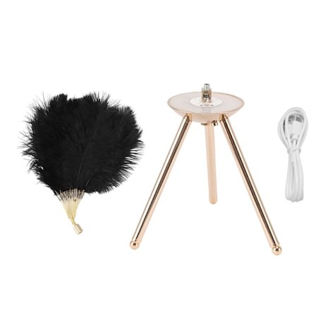 Sulka pöytävalaisin USB-ladattava strutsinsulka pöytävalaisin kultaisella jalustalla makuuhuoneeseen 40 kpl keinotekoista sulkaa musta