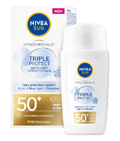 NIVEA SPF Ansikte UV Face Triple Protect Fluid 50+ 40 ml Solskydd & solvård Unisex