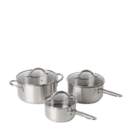 Åhléns Home Kastrullset med glaslock BISTRO, 3 delar Kök & matlagning Silver ONESIZE