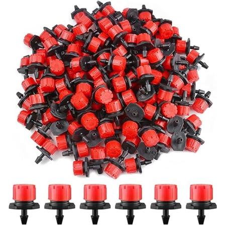 200 stycken justerbara bevattningsdroppar, 1/4'' droppbevattningssystem mikroflödesdropphuvud bevattningsdimmunstycken för grönsaksträdgårdar eller 