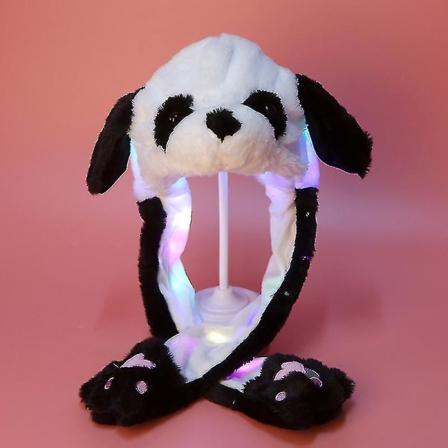 Plysj kaninørehatt kan bevege seg Interessant søt myk plysj kaninhattegaver kompatibel med jenter Ny -ES Luminous Panda Hat