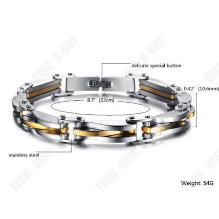 Titanium Armbånd til Mænd - Guld og Sølvfarvet - Justerbar Størrelse 20-24 cm - Pakke med 5[D]
