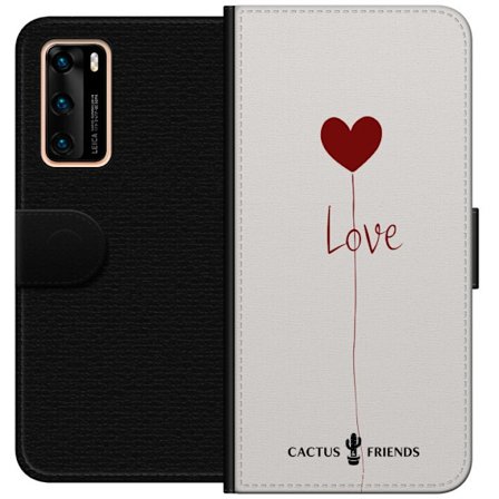Kompatibelt Lommeboketui til Huawei Huawei P40 Cactus and Friends - Love Balloon Minimal