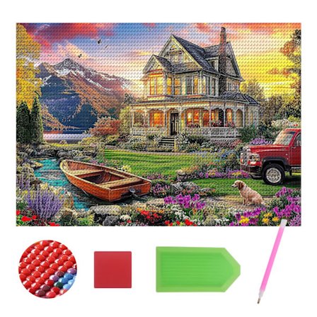 Höstlandskap Diamantkonstsatser för Nybörjare 5D Full Drill Målningssats Konst DIY Full Drill Diamantprick Ädelstensmålning Hem Väggdekoration Gåva