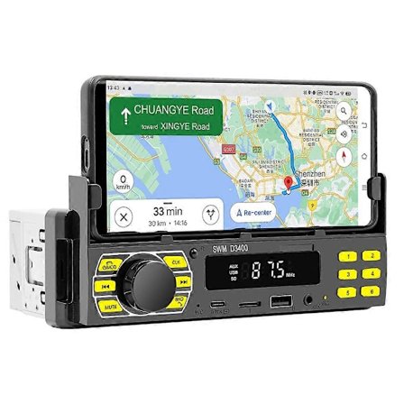 1DIN Bilradio Stereo med Fjernkontroll Digital BT Bil Audio Musikk Stereo 12V Bilradio MP3-spiller med USB/SD/AUX-IN+ Mobiltelefonholder+ APP