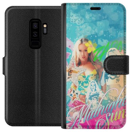 Yhteensopiva Lompakkokotelo Samsung Galaxy S9+ Seikkailumaailma Steve, Creeper ja eläimillä värikkäässä palikkagrafiikassa