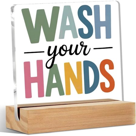 Badrum Citat Tvätta Händerna Akrylskylt Skrivbordsdekor, Rolig Badrumsinredning Skylt Dekoration För Barnkammare Tvättrum Toalett Hylla Bordsdekor