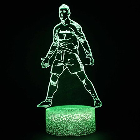 Portugal Fotballspiller Ronaldo #7 Nattlys For Gutter, 16 Farge Endring Dimmer Med Fjernkontroll Rom Fotballdekor, Skrivebordslampe For Fotballfans 