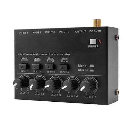 Ultra Lav Støy 4 Kanals Linje Stereo Mixer 4 Innganger 1 Utgang DC 5V Bærbar Mini Lyd Mixer Microp