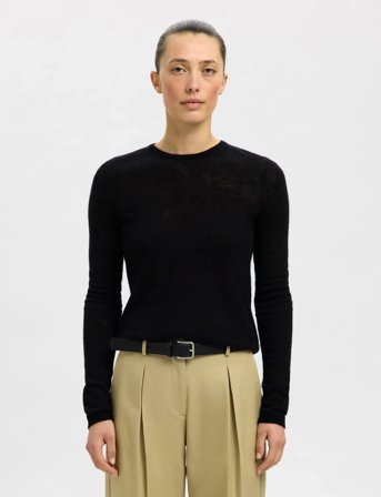 Selected Slfshirley Ls Knit O-Neck - Black - S