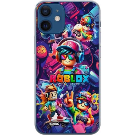 Yhteensopiva Puhelinkuori Apple Apple iPhone 12 mini Värikäs Roblox-peliryhmä kuulokkeilla, ohjaimilla ja neonväreillä, täydellinen lapsille ja