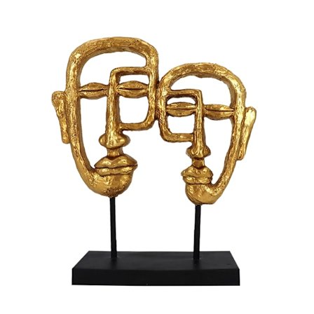 Kultainen ja musta polyresiini-toteemi, 23x6x28cm veistos