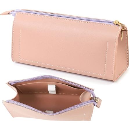 Lærblyantveske - liten blyantveske, slank design, spesiell preppy blyantpose, sminkeveske