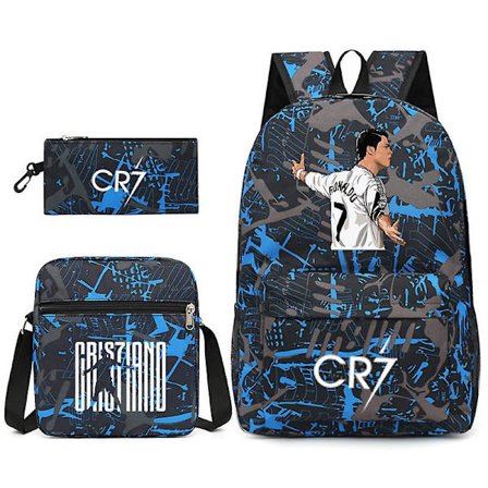 Fotbollsstjärna C Ronaldo Cr7 ryggsäck med printed runt studenten Tredelad ryggsäck. Huahua 3