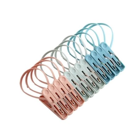 12 stk. Tøjepinde med plastikreb til tørresnor Tøj tørretøjsklemmer Mini klemmer Vindstille fotoklemme