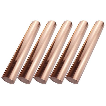 5 stk. Kobberstang - Runde stenger av rene metaller 8 x 100 mm rent kobber
