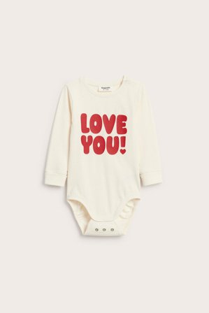 Kappahl | Body z długimi rękawami, z nadrukiem | Offwhite