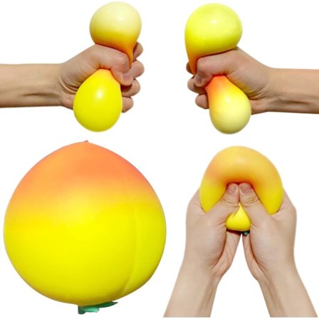 Squishy Stress Dough Ball Keltainen Persikka Puristuslelut (1 Pakkaus) - Joustavat Hedelmästressipallot Lapsille ja Aikuisille, Squishy Persikka 
