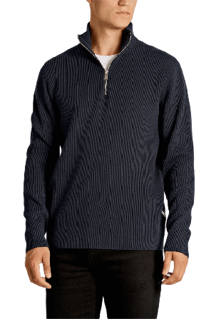 Lindbergh Half Zip Rib Knit Tröjor Herr Blå L