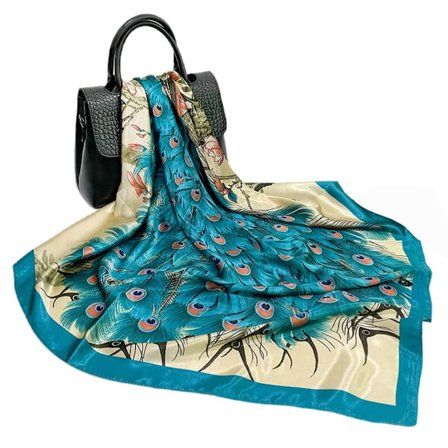 Silke carré tørklæde dame halstørklæder stolaer høj kvalitet silke tørklæde silke sjal halstørklæde stola hovedtørklæder blue—yux